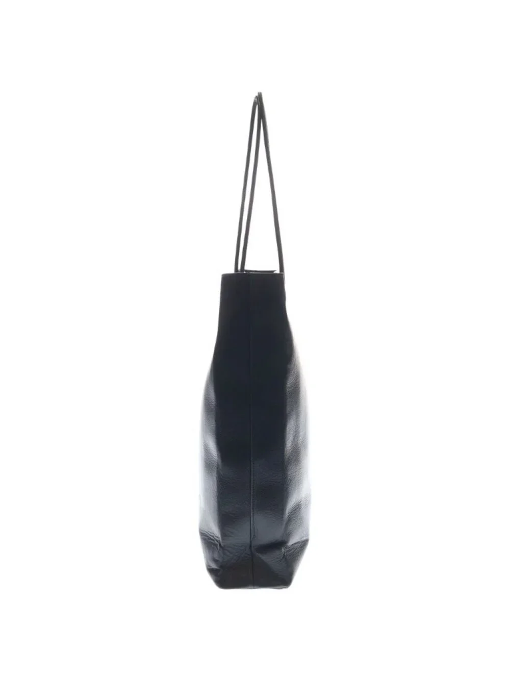 Balenciaga North South Leather Shopping Tote Medium Logo Print Black